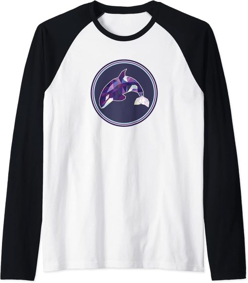 Orca Shirt: Cute Whale Lovers Colorful Art Killer Whale Raglan Baseball Tee