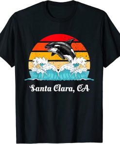 Vintage Santa-Clara CA Distressed Orca Killer Whale Art T-Shirt