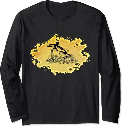 Orca Motif Whale Predator Animals Design Orcas Long Sleeve T-Shirt