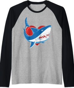 Orca Design Red Heart Lover Valentines Day Nursing Raglan Baseball Tee